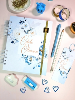 Agenda permanente 2 dias Floral Azul tamanho A5