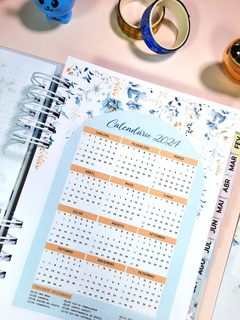 Agenda permanente 1 dia Floral Azul tamanho A5 - loja online