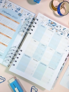 Imagem do Agenda permanente 1 dia Floral Azul tamanho A5