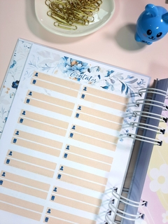 Agenda permanente 1 dia Floral Azul tamanho A5