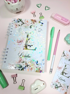 Agenda permanente 1 dia Floral Rosa tamanho A5