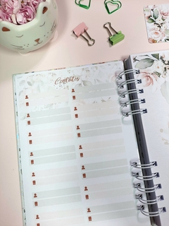 Agenda permanente 1 dia Floral Rosa tamanho A5