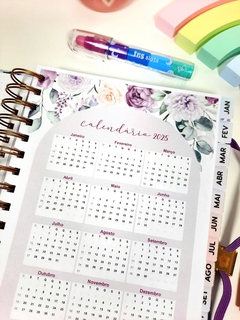 Agenda permanente 2 dias Floral Violeta tamanho A5 - loja online
