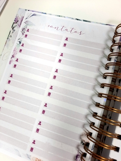 Agenda permanente 2 dias Floral Violeta tamanho A5