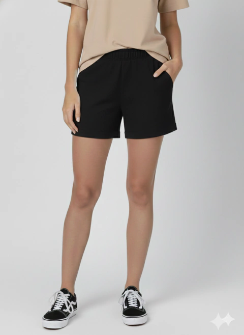 SHORT FIBRANA RISS NEGRO