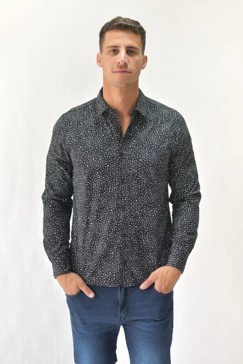 CAMISA LUKE PRINT RAY NEGRA - comprar online