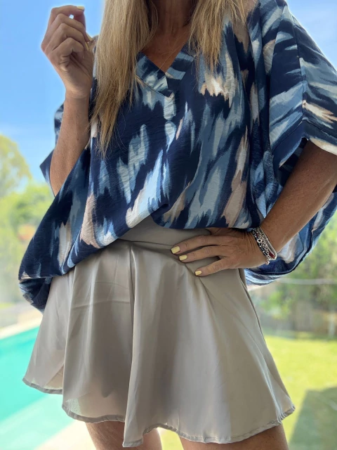 Bermuda Pollera Zaira de Satén gris plata - comprar online