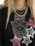 Collar cuadruple cadenas en metal plateado y dorado