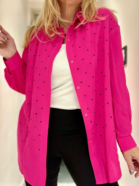 Camisa Palmar de poplin en fucsia