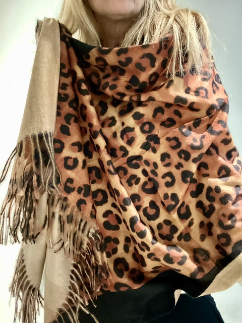 Bufandon de lanilla reversible print y habano