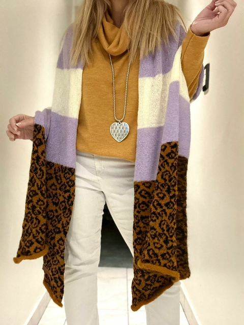 Bufandon de mohair en lilas y manteca