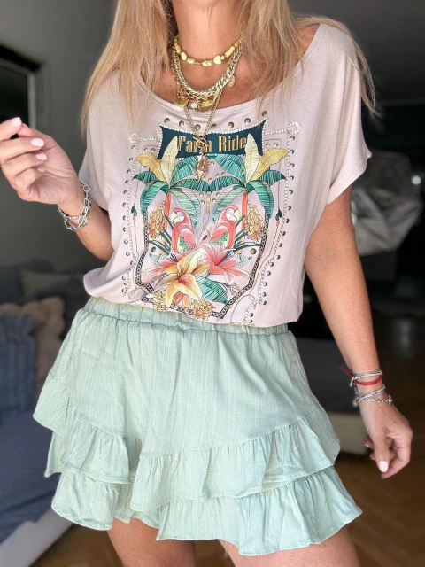 Bermuda Vuelos de lino verde - comprar online