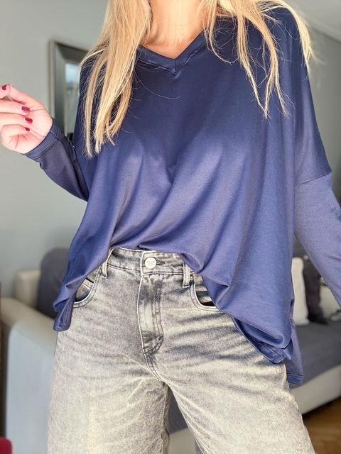 Remeron Sarah de modal gamuzado azul marino - comprar online