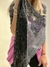 Pashmina negra con lurex plata y maxi flecos