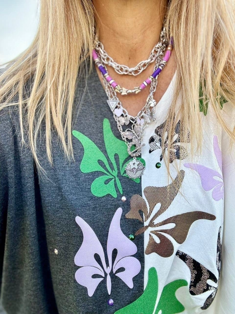 Collar cuadruple plateado