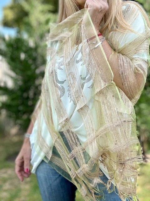 Pashmina de organza verde