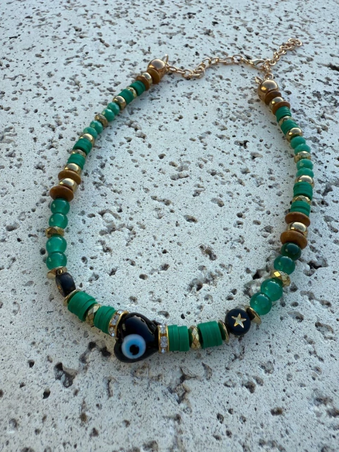 Collar dijes Ojitos verde - comprar online