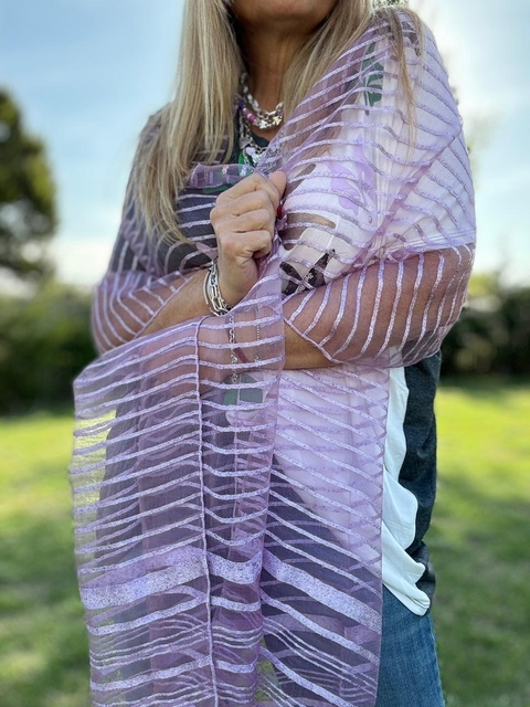 Pashmina de organza con flecos