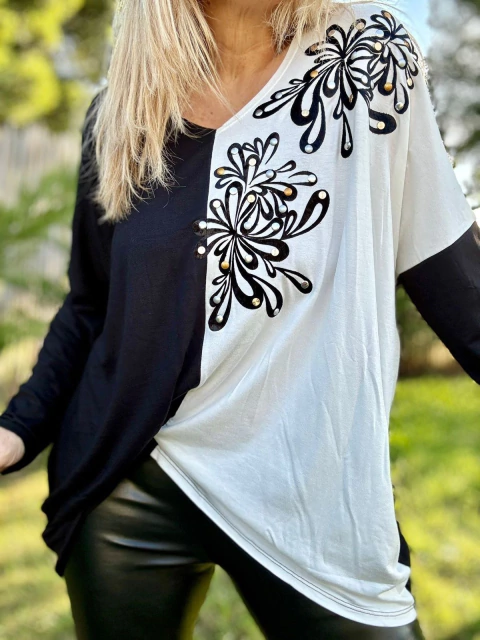 Remeron de modal bicolor Flores