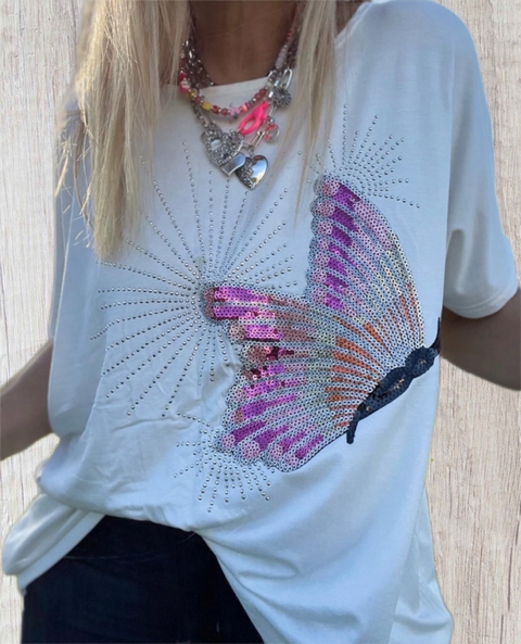 Remeron Mariposa fucsia de modal