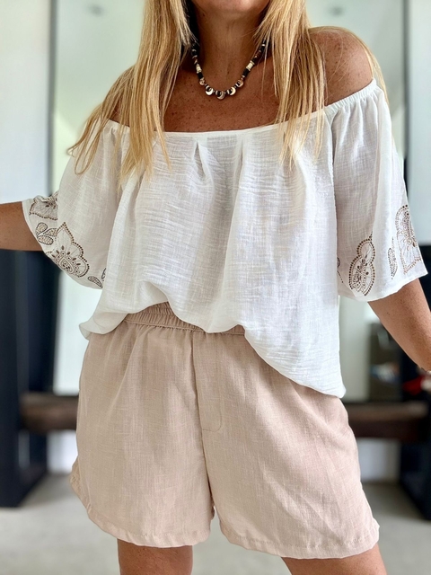 Remeron Paisana de cey con strass blanco - comprar online