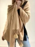 Bufandon de lana beige pompon piel
