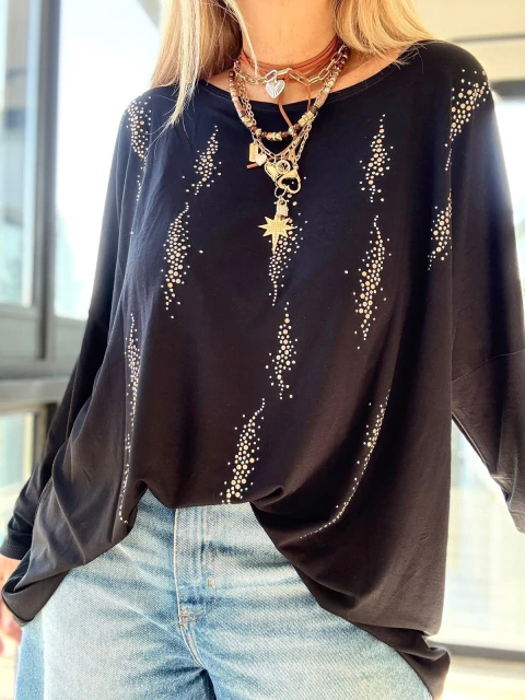 Remeron Destellos de modal negro m/l - comprar online