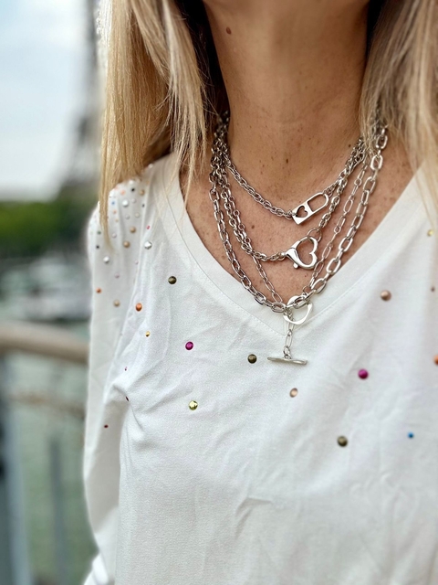 Collar cuadruple plateado