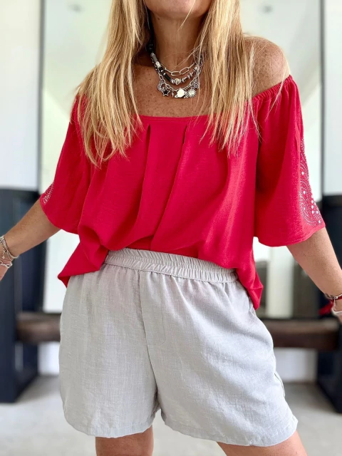 Remeron Paisana de cey con strass rojo - comprar online