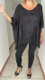 Remeron ponchito de gasa negro con lentejuelas - Andra Urgat