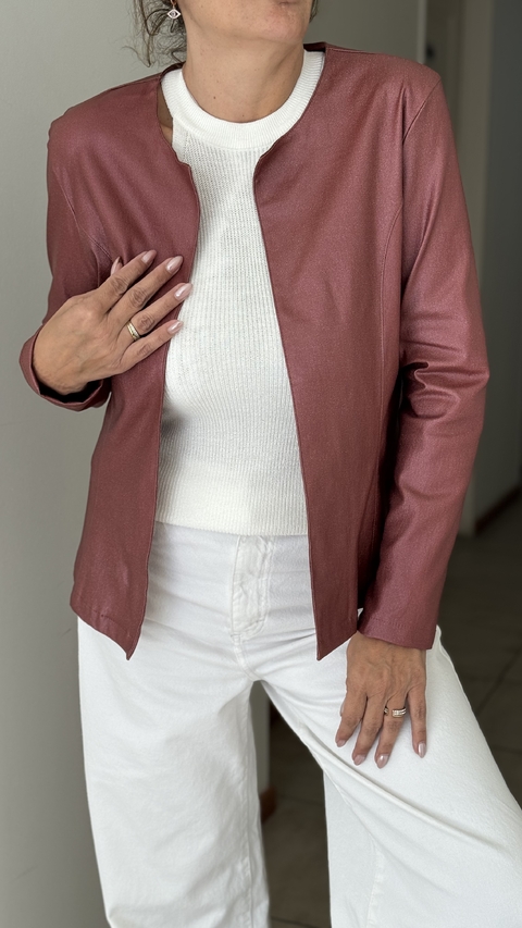 Campera Trinidad de bengalina foil lisa rosa oscuro