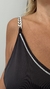 Vestido Atenas seda fría negro con strass y bretel cadena super amplio - tienda online