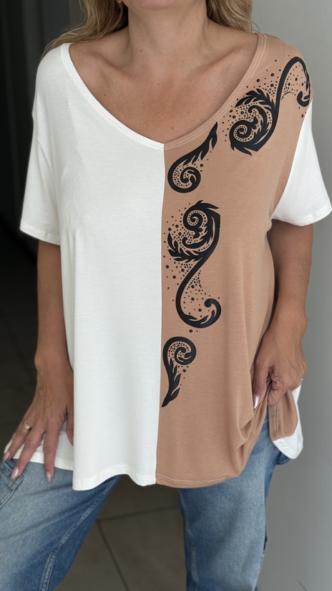 Remeron Arabesco de modal blanco y beige