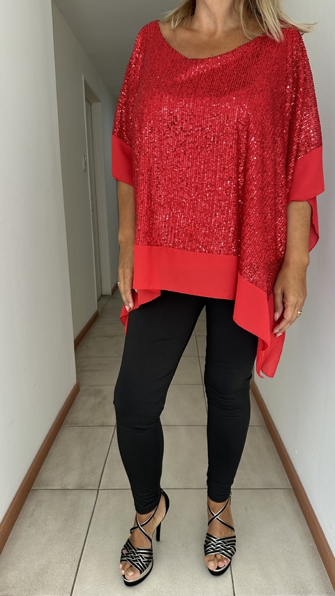 Remeron ponchito Mali de gasa con lentejuelas K