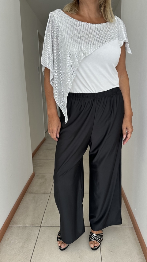 Musculosa de modal blanco elastizado con capita de lentejuelas
