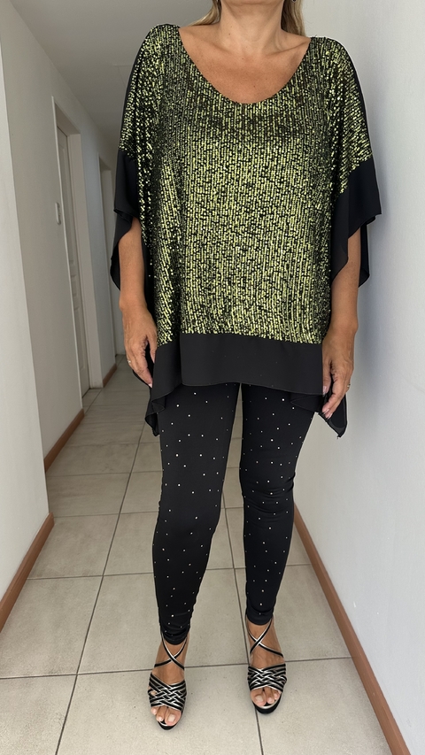 Remeron ponchito Mali de gasa con lentejuelas P