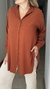 Camisa cuello Mao chocolate - comprar online