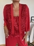 Kimono de gasa rojo con lentejuelas rojo en la solapa corto - comprar online