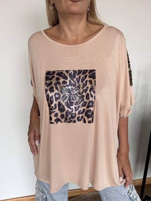 Remeron Mariposa Print de modal beige - comprar online