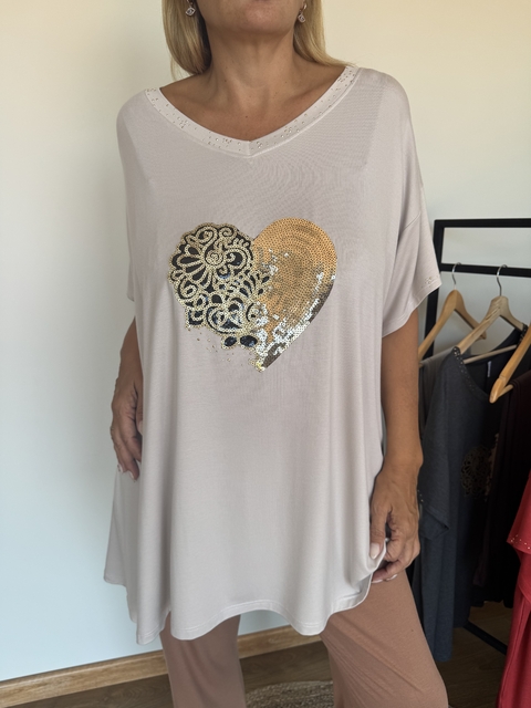 Remeron Corazon Flora de modal premiun visón - comprar online