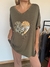 Remeron Corazon Flora de modal premiun verde musgo - comprar online
