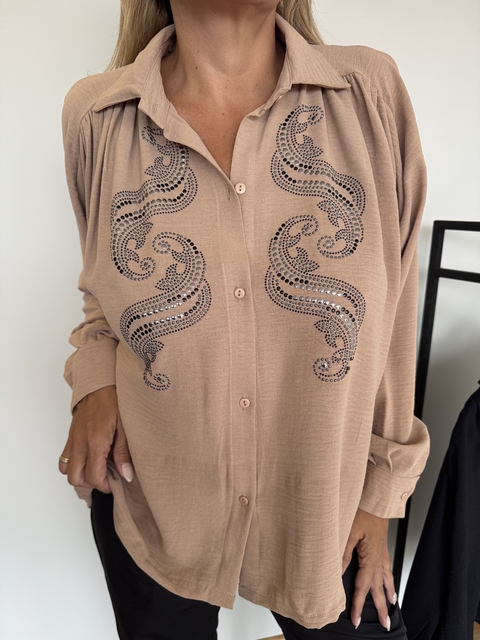 Camisa Havanna de cey brillos beige - comprar online