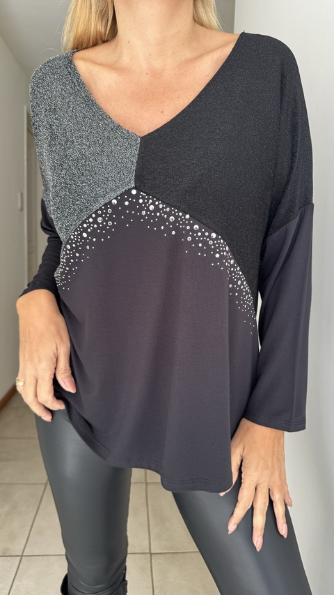 Remeron Milenio de modal lurex con brillo negro