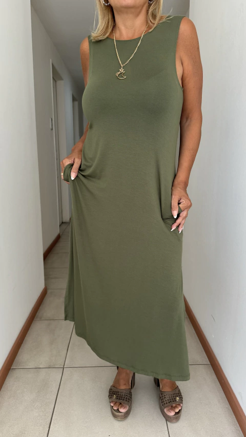 Vestido Isla Luz de modal Elastizado verde