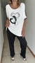 Remeron Triple Corazon blanco con bordes lurex de modal