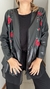 Campera Flores engomada bordada con gasa