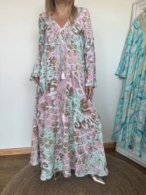 Vestido seda de India gold 609 B - comprar online