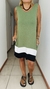 Vestido Mar de modal tri color verde musgo, blanco y negro con bolsillos