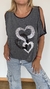 Remeron Triple Corazon gris con bordes lurex de modal - tienda online