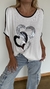 Remeron Triple Corazon blanco con bordes lurex de modal en internet